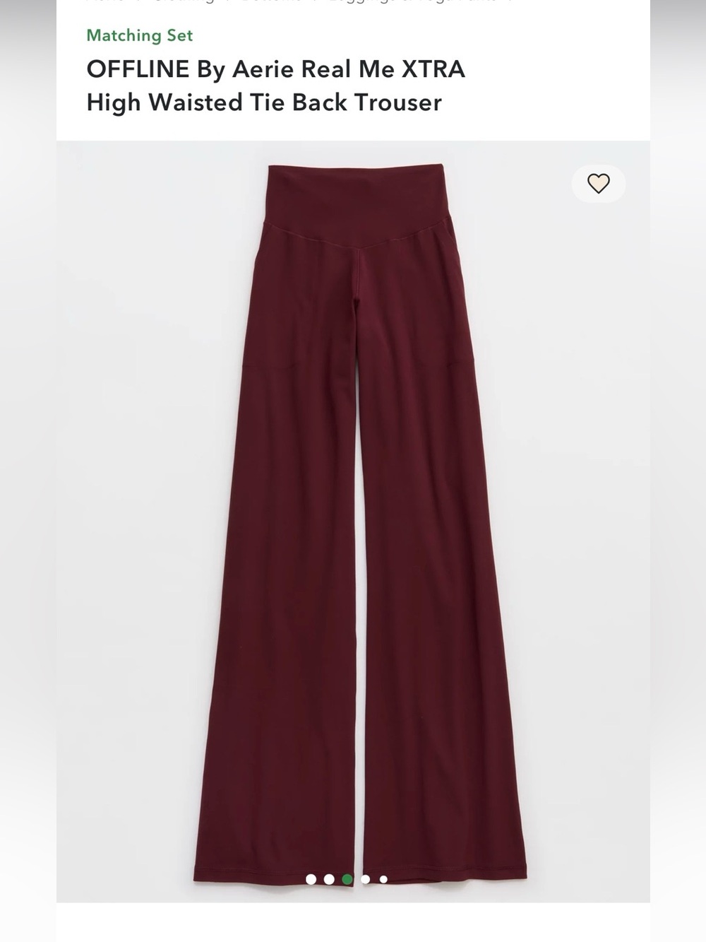 OFFLINE by Aerie Real Me XTRA High Waisted Trousers Size XL Burgundy NWT